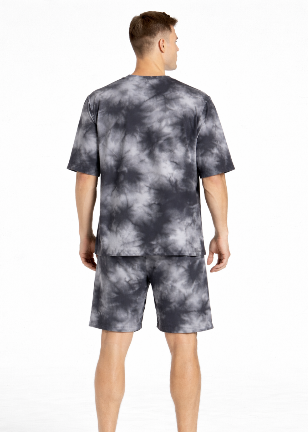 Tie-Dye Oversized Black T-Shirt and Shorts (Set)