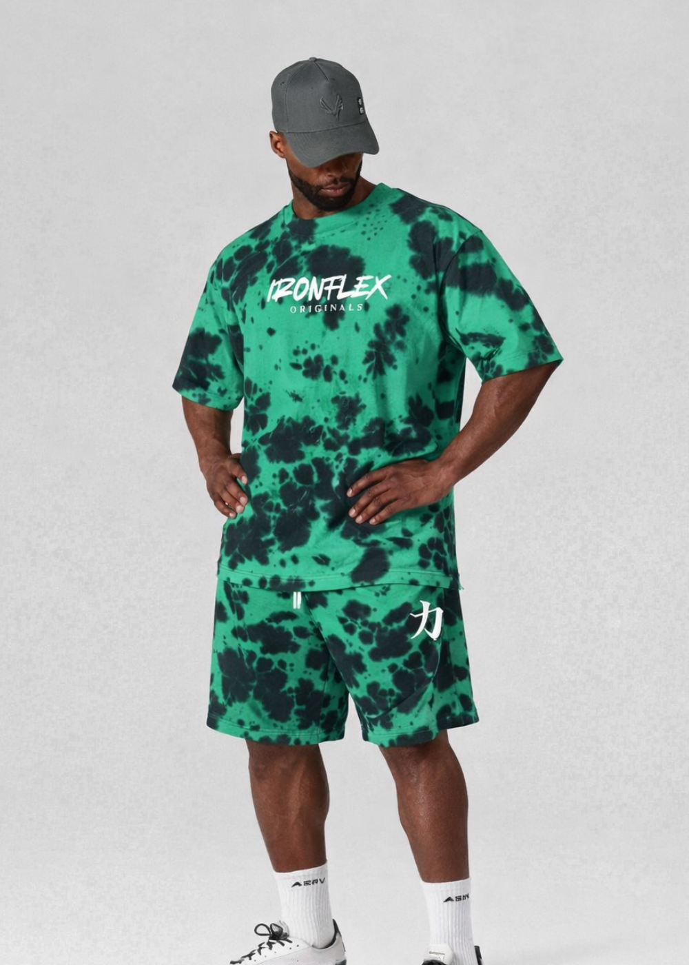 Tie-Dye Oversized Green T-Shirt and Shorts (Set)