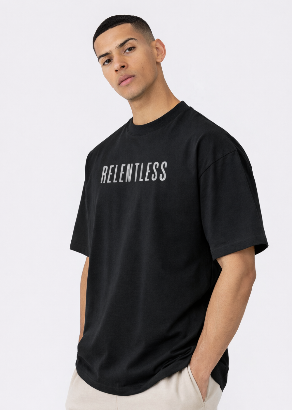 Relentless Oversized Classic T Shirt (Black)