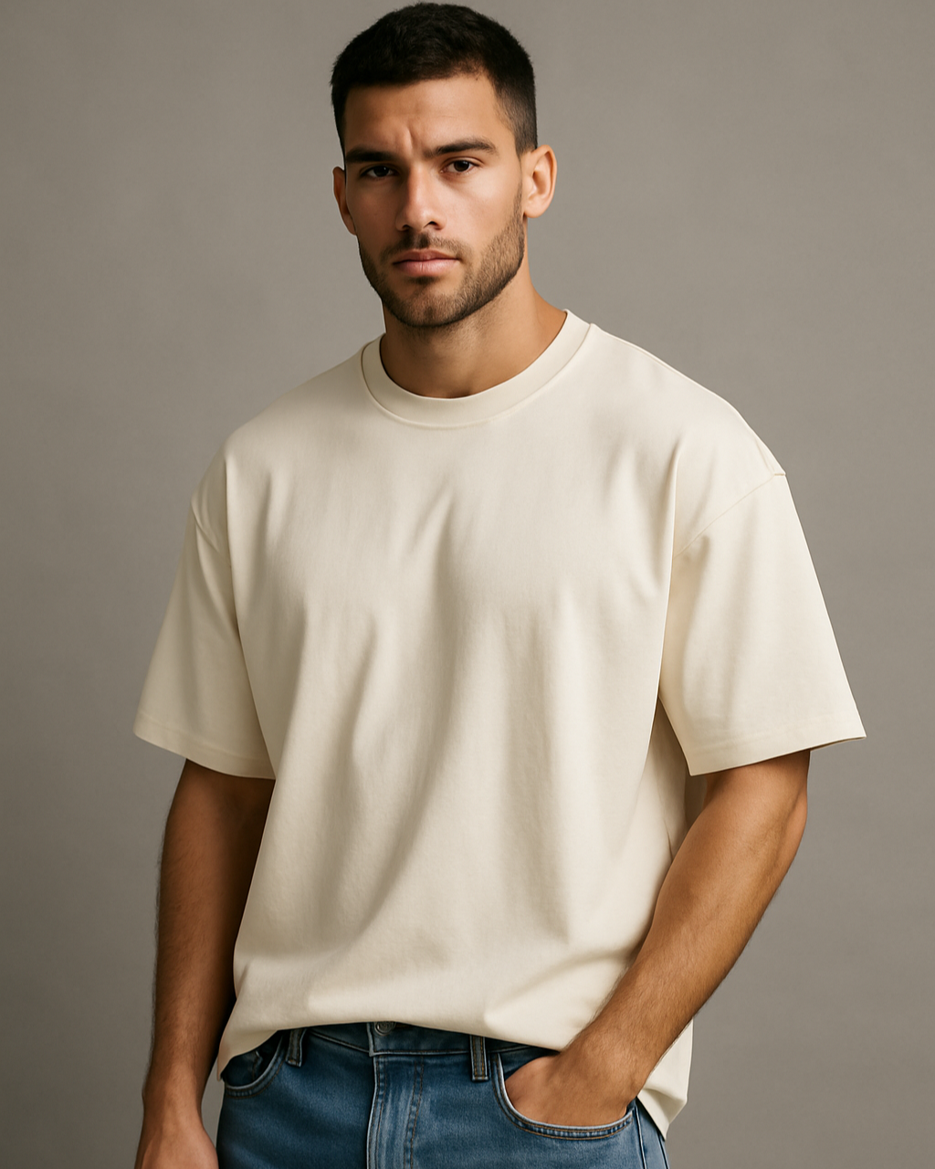 Ironflex Solid Off White Oversize T-Shirt (Unisex)