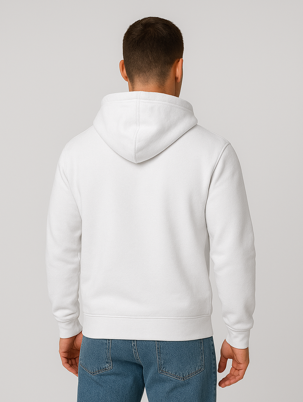 Loose Fit Zip-Through Hoodie (White)