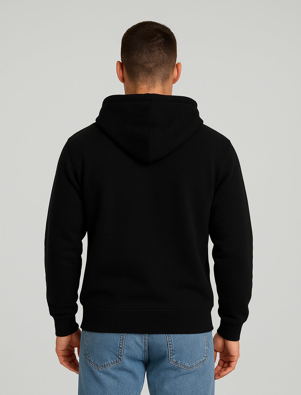 Loose Fit Zip-Through Hoodie (Black)