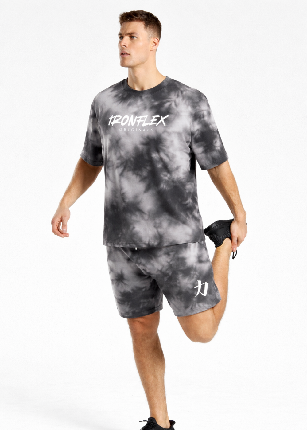 Tie-Dye Oversized Black T-Shirt and Shorts (Set)