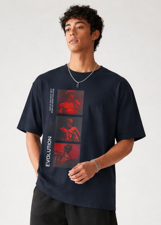Evolution Oversized T Shirt (Navy)