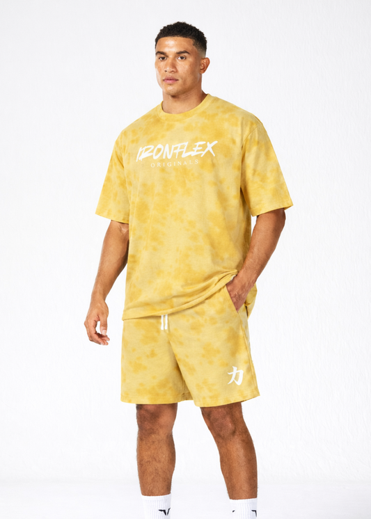 Tie-Dye Oversized Yellow T-Shirt and Shorts (Set)