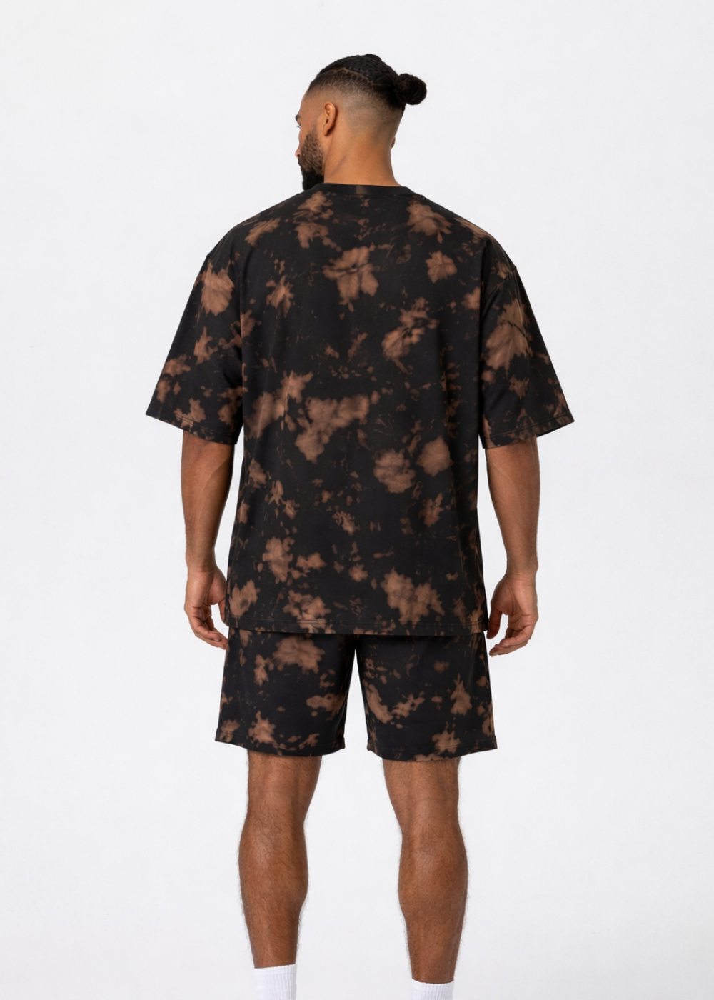 Tie-Dye Oversized Brown T-Shirt and Shorts (Set)