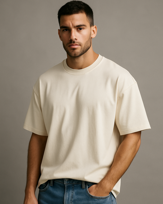 Ironflex Solid Off White Oversize T-Shirt (Unisex)